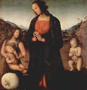 Pietro Perugino Maria, das Christuskind anbetend, mit Johannes dem Taufer und einem Engel painting